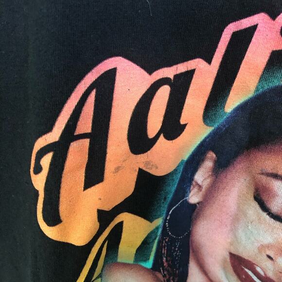 Vintage Aaliyah T-shirt Black Short Sleeve R&B Rap Hip Hop Juniors Size 13/14 - Picture 3 of 6